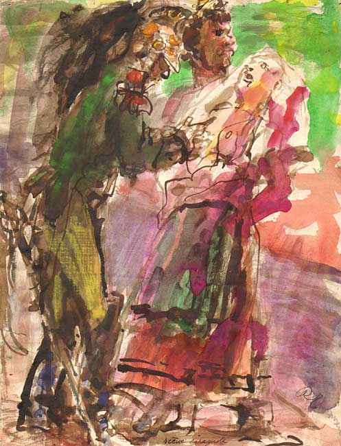 THOMSEN Ren : Scne espagnole (d'aprs Watteau) / 1960 * Cliquer pour voir l'image en grand