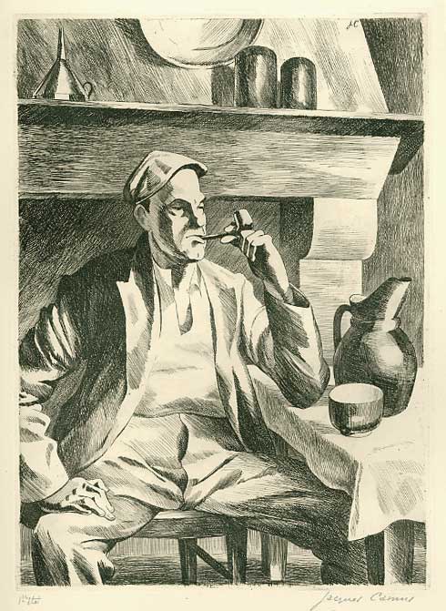 L'homme à la pipe / Circa 1940 par CAMUS Jacques  * Cliquer pour agrandir / Click for enlarge