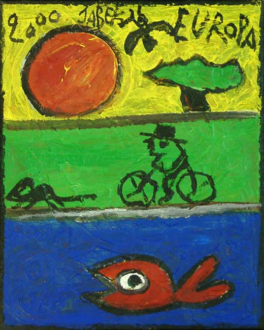 Le cycliste à la lune rouge / 2007 par JABER al-Mahjoub  * Cliquer pour agrandir / Click for enlarge