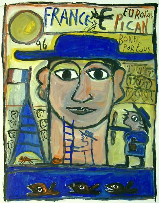 L'homme au chapeau bleu par JABER al-Mahjoub  * Cliquer pour agrandir / Click for enlarge
