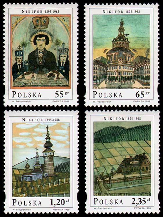 quatre timbres / 1998 par NIKIFOR Krynica  * Cliquer pour agrandir / Click for enlarge
